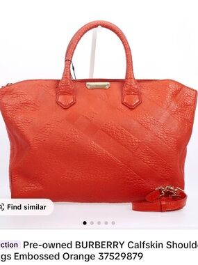 Burberry Orange Embossed Calfskin Shoulder Bag